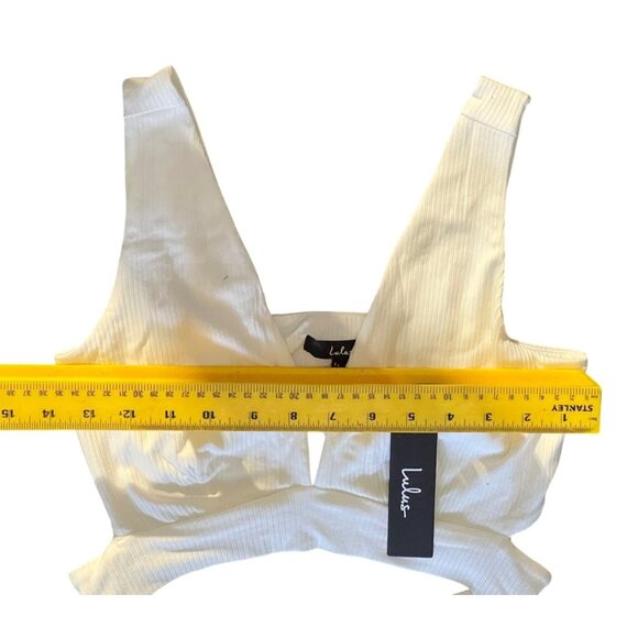 Lulus Divide and Contour White Ribbed Cutout Bodycon Midi Dress Sz Medium Womens - Picture 13 of 16